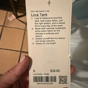 lululemon athletica Love Tank tag - light blue